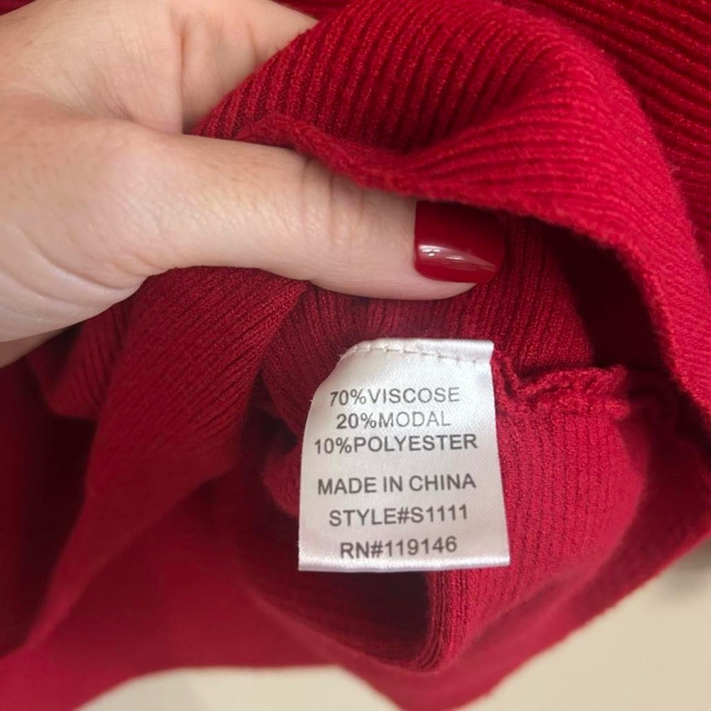 Deep Red V-Neck Sweater - Picture 5 of 7